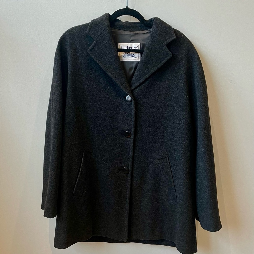 Burberry Wool Jacket in Dark Gray, size 10